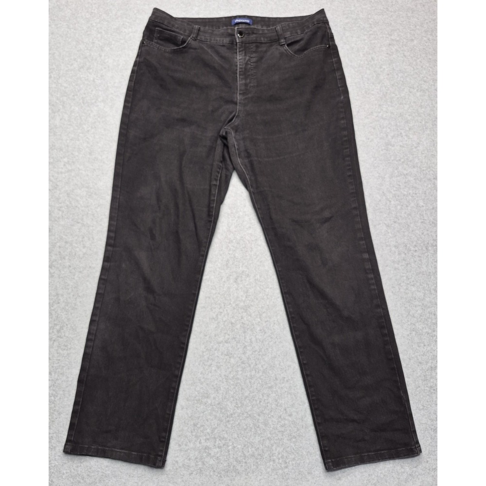 Bandolino Amy Jeans Womens Size 16 W32 L30 Black Straight Leg Dark Wash Stretch